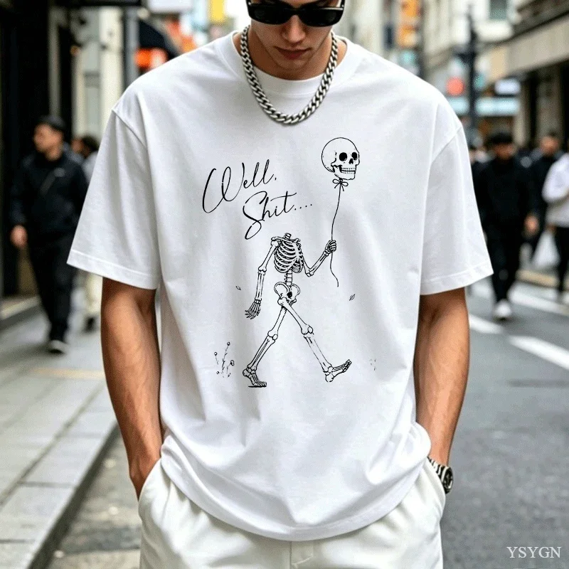 Skeleton Lost Balloon Funny T-shirt Men Women Gothic Vintage Short Sleeve T Shirt Fashion Casual Oversized T-shirts Streetwear