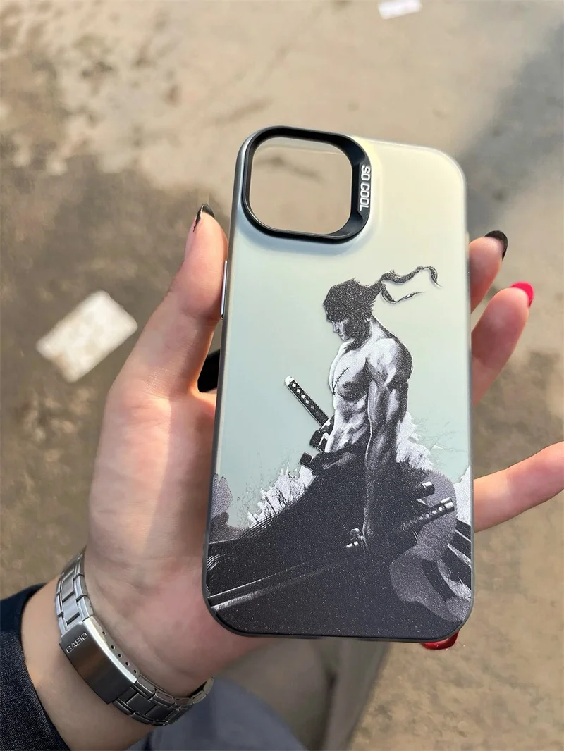 Japan Anime One Piece Phone Case for iPhone 11 12 13 14 15 16 17 Pro Max Plus Three blade flow Zoro Blindfold Shockproof Cover view 6