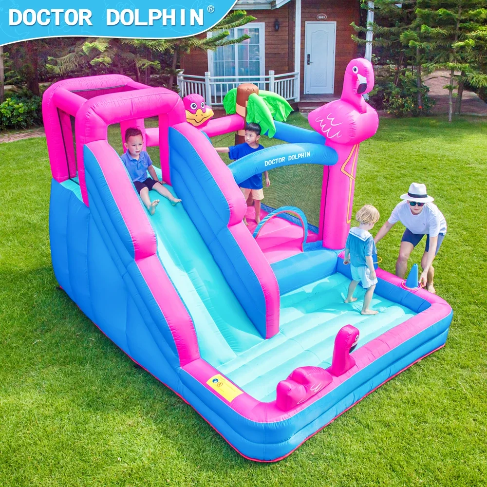 Doctor Dolphin protección del medio ambiente tela Oxford tobogán acuático para niños casa de rebote Castillo inflable