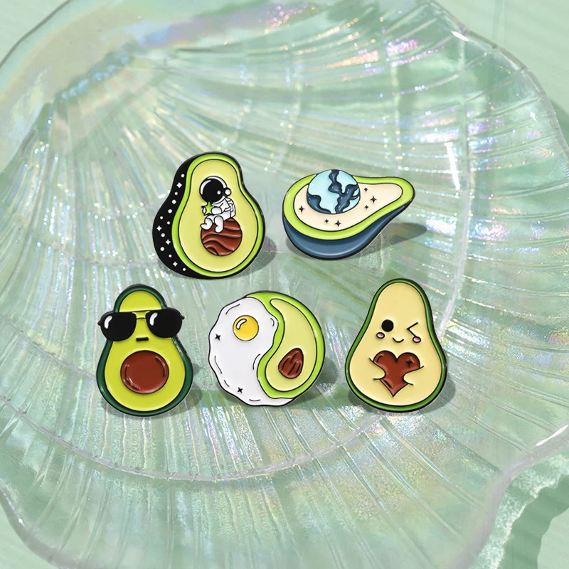 Cat Astronaut Pines Lapel Badges Cartoon Animal Jewelry Gift for Kids Friends Cool Avocado Enamel  Brooch Custom Cute