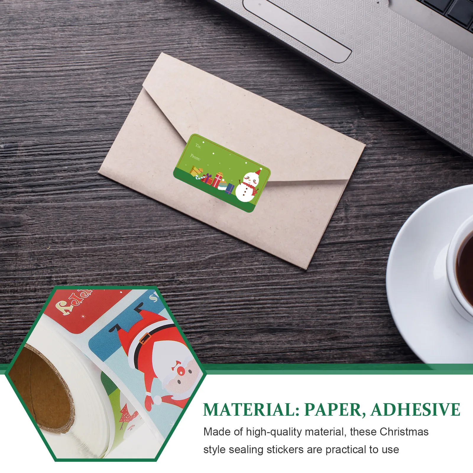 

1 Roll Xmas Decor Self-Adhesive Sealing Stickers Christmas Label Stickers for Gift Wrapping DIY Handmade Craft Decoration