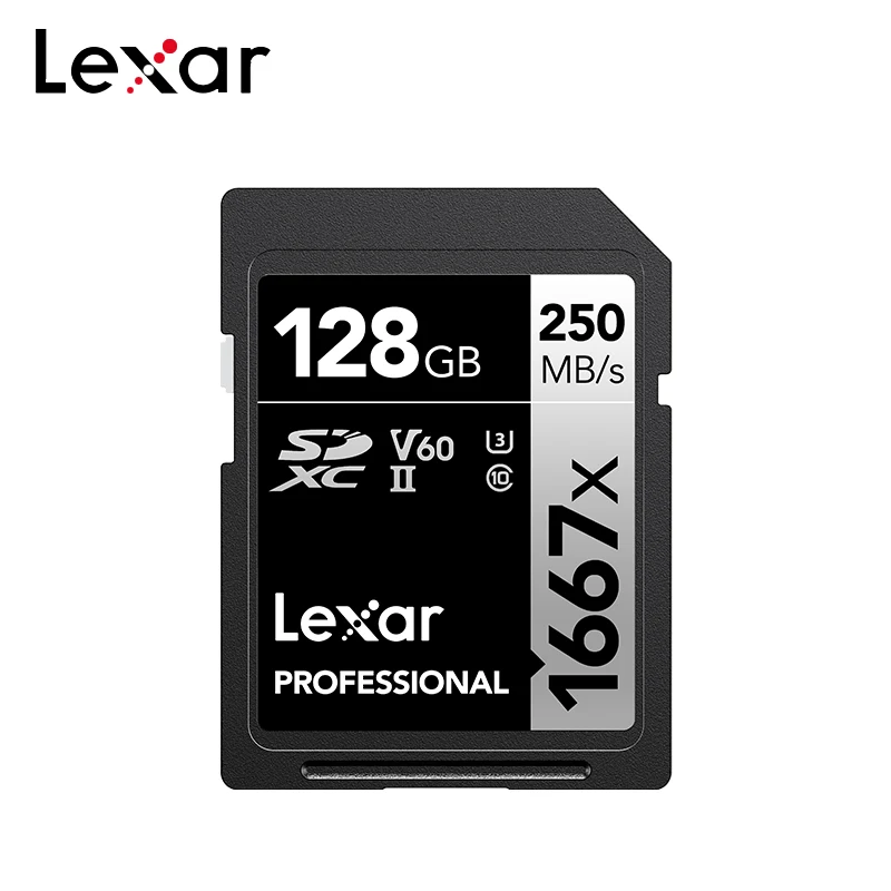 Original Lexar Professional SD Card 1667x SDXC 64GB 128GB 256GB High Speed Memory Card V60 UHS-II C10 Storage Card For Camera