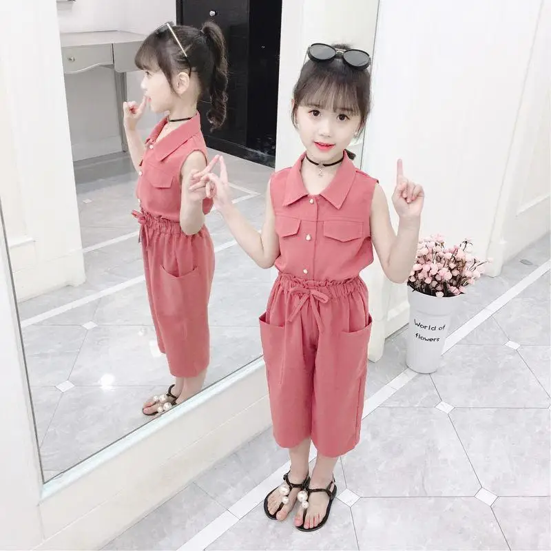 Girls Clothes Set Summer Solid Color Vest + Short Pants 2 PCS Children Clothing for Girl Teen Kids Girls Clothes 8 10 11 12 Year