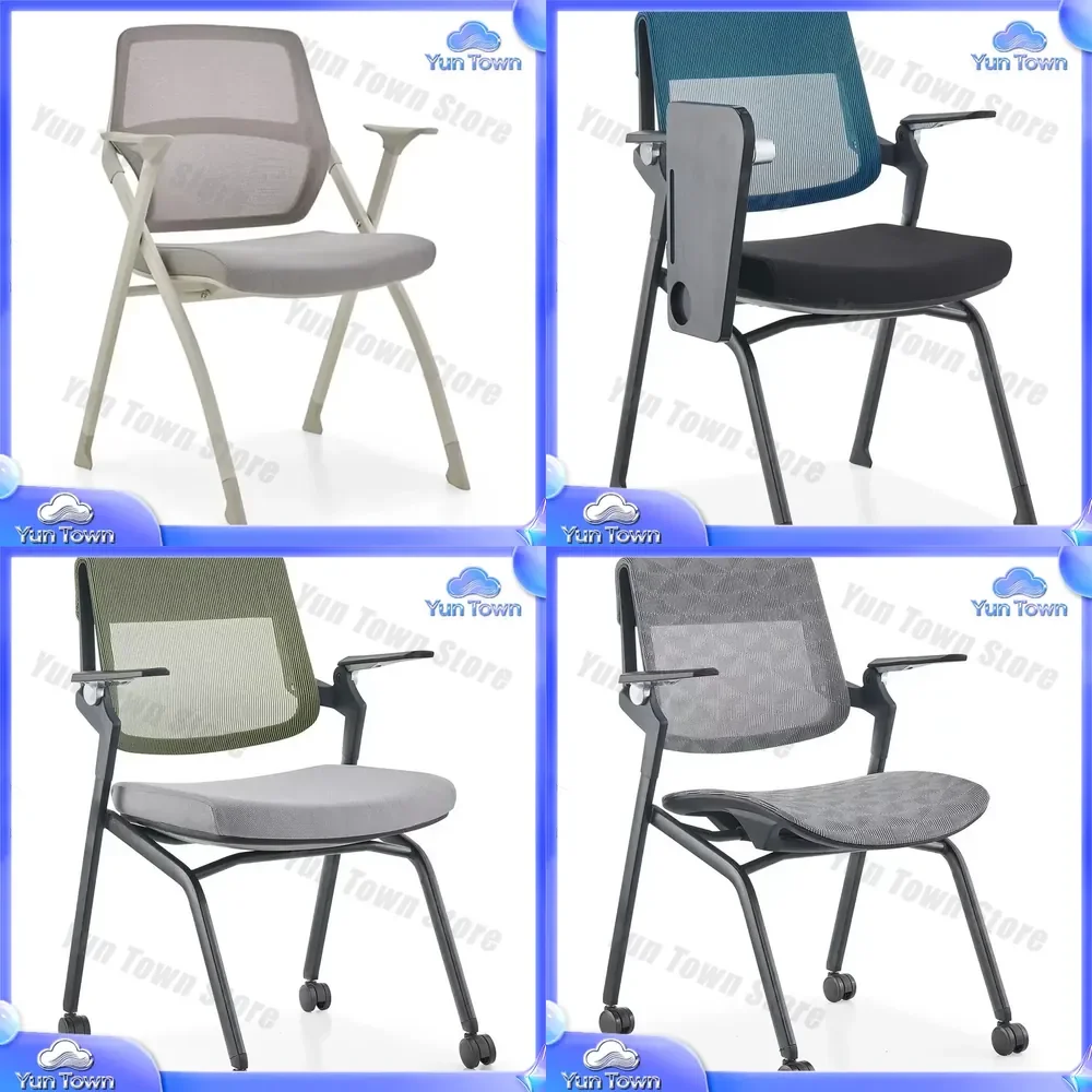 Folding Mesh Training Chair for Office Conference Room Classroom Writing Desk with Tablet Armrest Ergonomic Stackable Modern