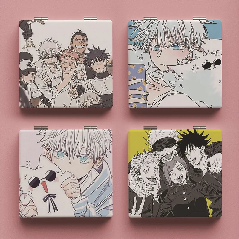 Anime Jujutsu Kaisen Gojou Satoru Inumaki Toge Student Cartoon składane lustro Cosplay przenośne lusterko do makijażu dziewczyny prezent urodzinowy