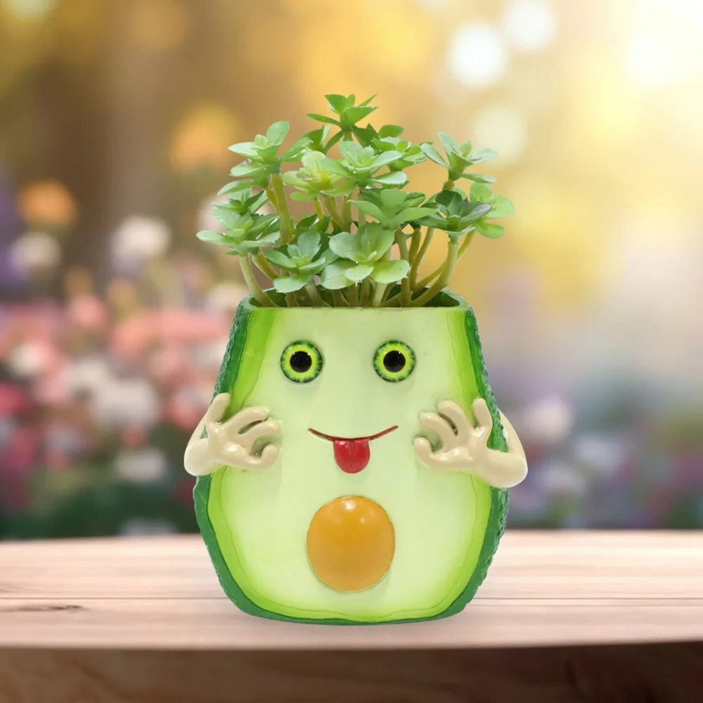 

Multifunctional Cute Avocado Flowerpot Funny Resin Craft Succulents Pot Handmade Plant Container Living Room Balcony