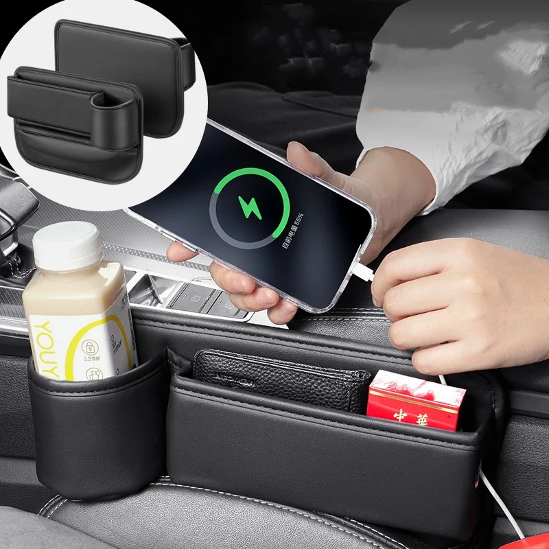 

Universal Car Seat Gap Filler Leak-proof Storage Bag Cup Holder Leather Seat Slot Multifunction Organizer Box Car Interior Parts