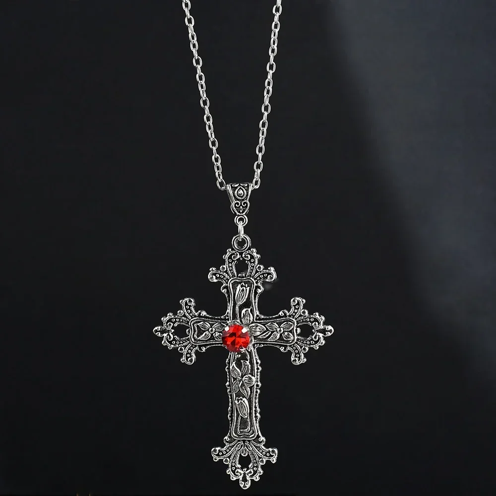 Y2K Spicy Girls Gothic Lolita Kreuz-Anhänger Halskette Punk Damen Süße Coole Doppelschichtige Perlenkette Choker Schmuck Accessoires – Detail 8
