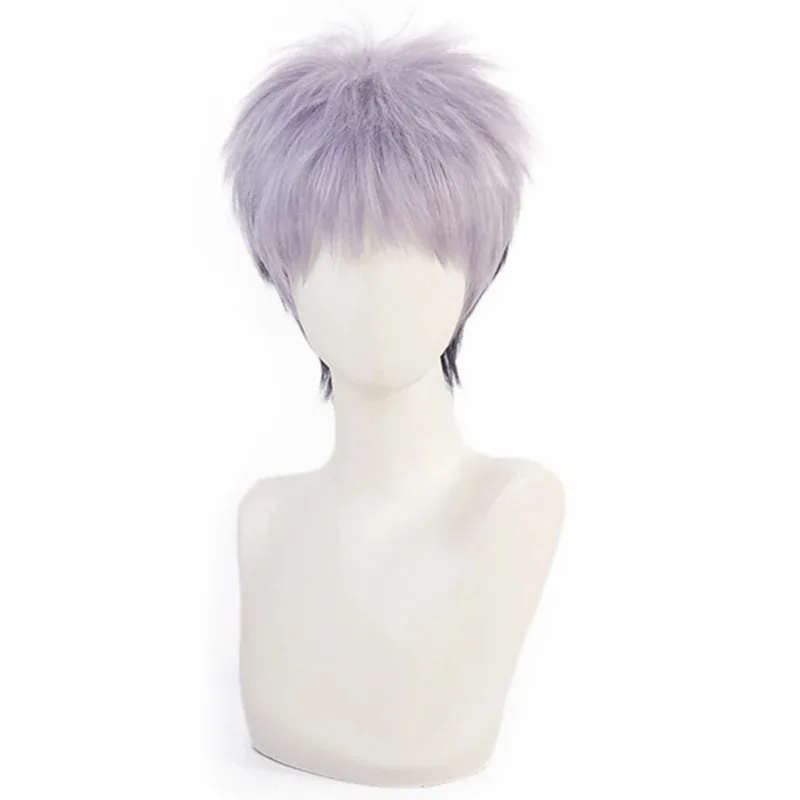 zizi 2025 Anime Cos With Earrings Takashi Mitsuya Short Gray Purple Ombre Cosplay Hair + a wig cap