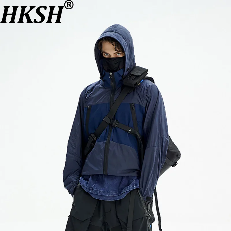 HKSH Spring Autumn New Men Tide Chic Ins Dark Punk Lightweight Jackets Water-Resistant Breathable Skin Coats Fashion Y2K HK26467
