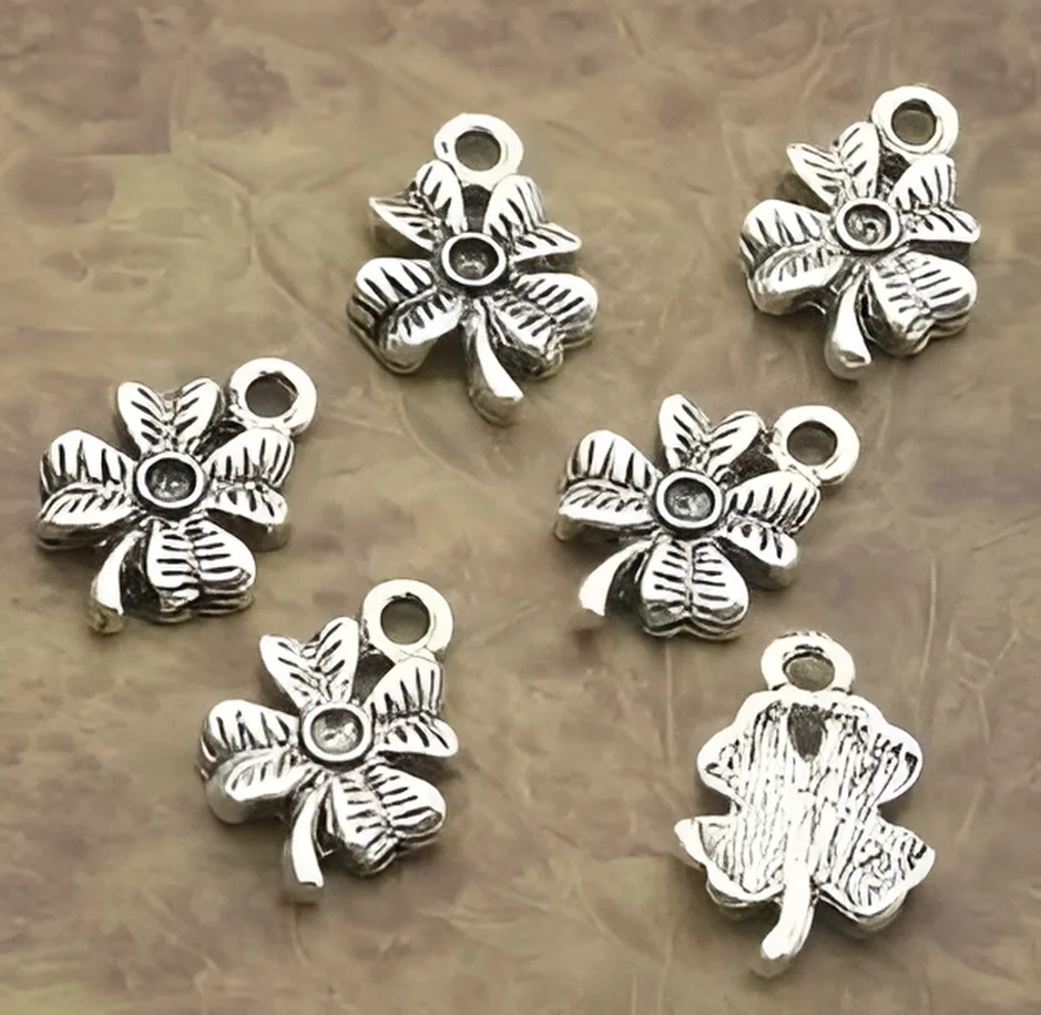 

15pcs 17*12mm,hole:1.5mm Alloy matel tibetan silver leaf pendants HWX0092