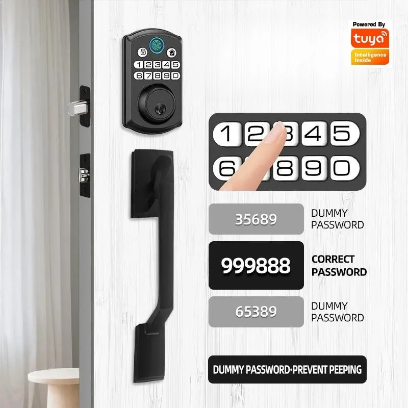 Deadbolt Lock Password Fingerprint Smart Door Lock with Tuya WiFi Electronic Lock for Office Home Use