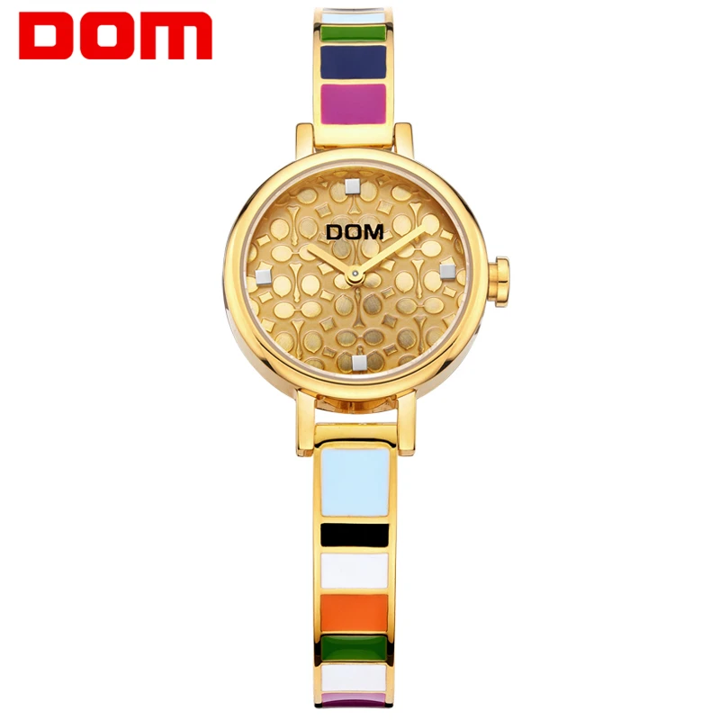 DOM orologio da donna di marca di lusso orologio al quarzo moda Casual oro bracciale in acciaio inossidabile stile impermeabile G-1019