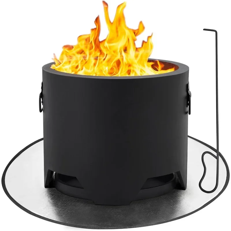 

Smokeless Outdoor Firepit Set Portable Wood Burnng for Outside Garden Patio CampingW/Silicone Pit Mat