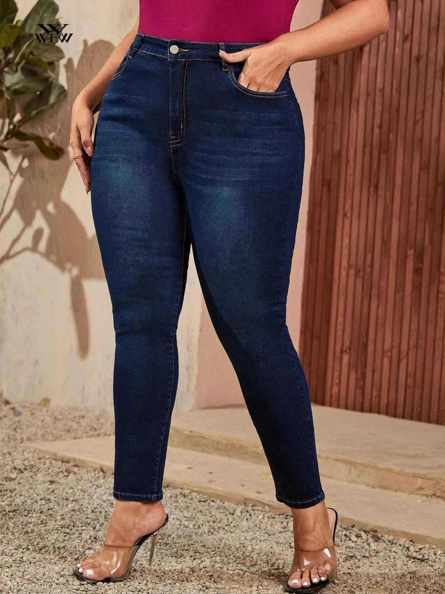 

Plus Size Skinny Jeans for Women Full Length High Waist Women Jeans Stretchy Pencil Curve Women Jeans 200kgs Mom Jeans for Women