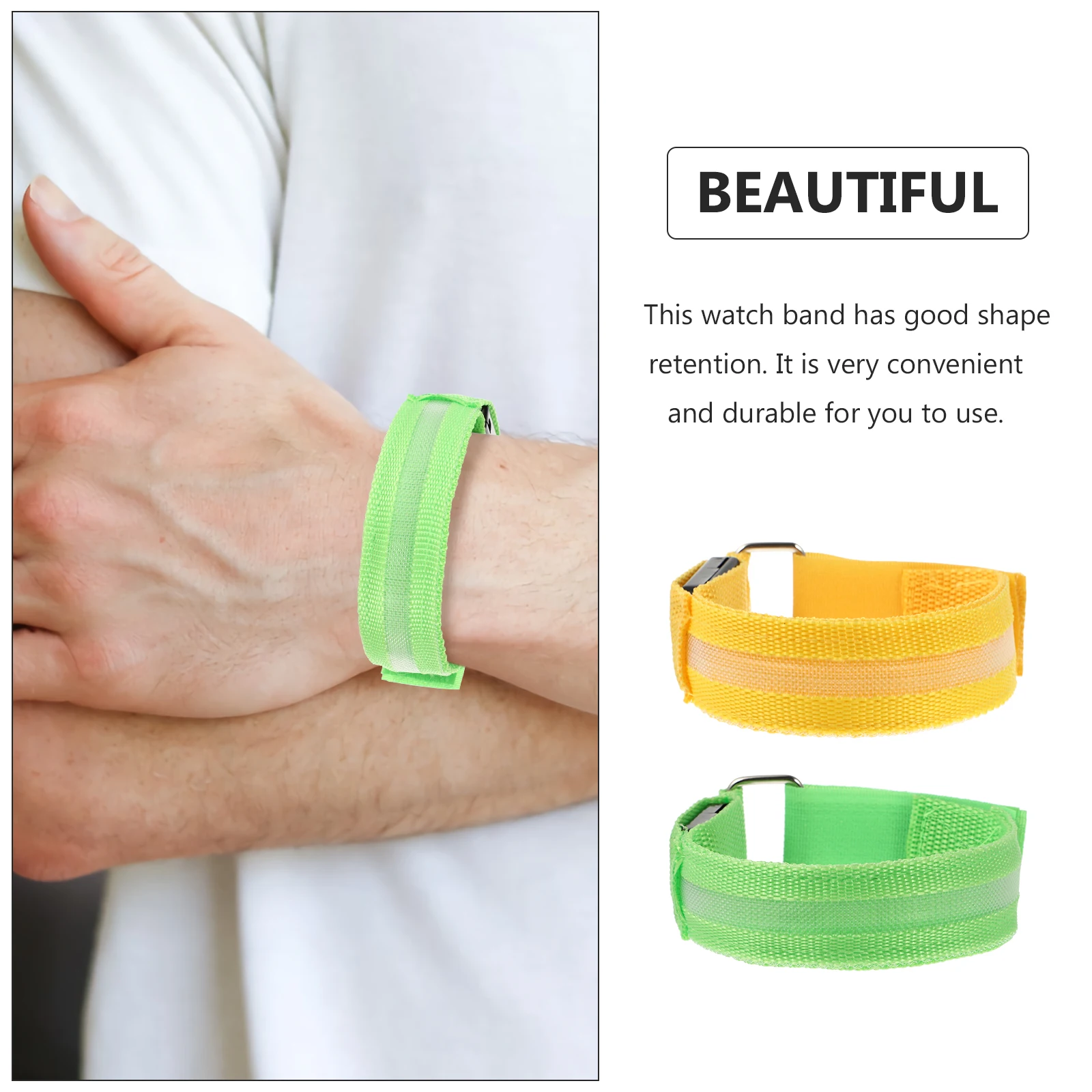 

2 Pcs Sports Reflective Band Fluorescent Armband LED Light Fluorescence Runners Accessories Men Safety