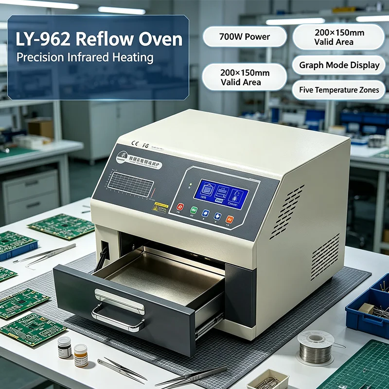 LY 962 Programmable SMD SMT Reflow Oven Digital Display 700W Mini Reflow Soldering Oven for PCB Assembly 110V 220V