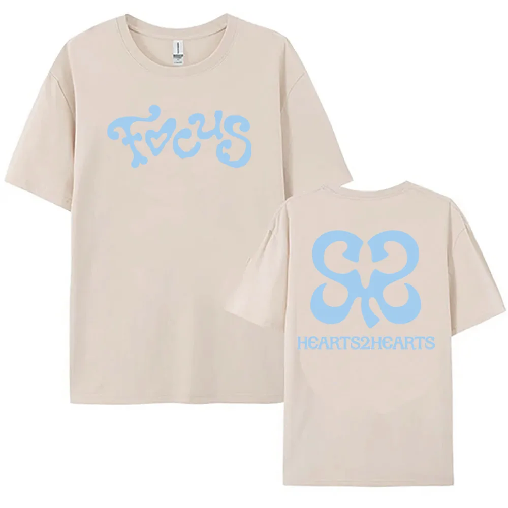 Hearts2Hearts Focus Graphic Tshirts Cotton Short Sleeve Casual Women T-shirt Korean Girls Band Fashion T Shirt Streetwear Tees