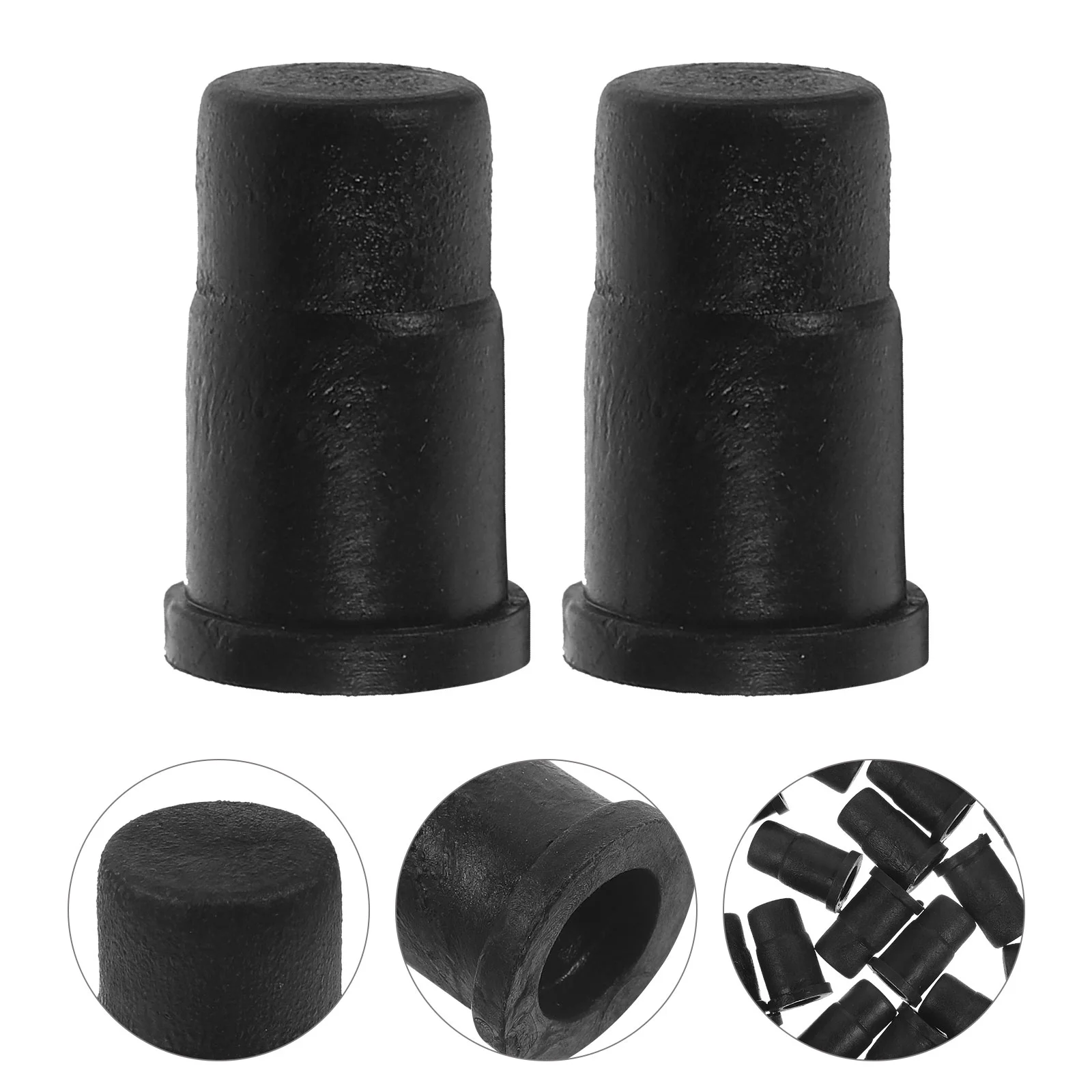 20 Pcs Caster Rod Rubber Cap Casters Wheels Socket Mini Low Profile Black Sleeve Round Inserts Swivel Heavy