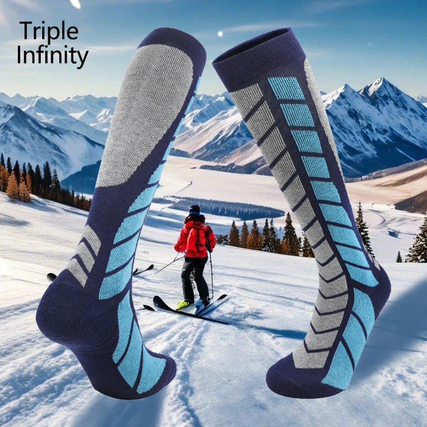 Winter Thermal Merino Wool Ski Socks Men Warm Thicken Cycling Snowboard Hiking Socks Long Tube Moisture Absorption Skiing Socks