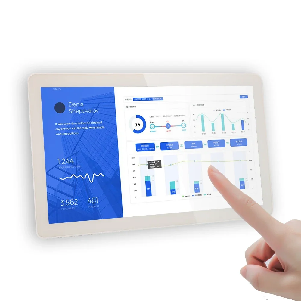 Multi-touch Waterproof Capacitive Tablet Touch Screen LCD High Brightness  10.1inch Aluminium Alloy Black FC / CCC / CE