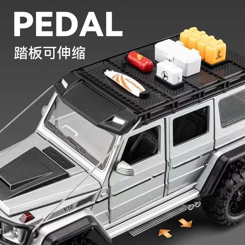 Carro para 1:24 Mercedes-Benz Grand G550 simulado som e luz modelo de carro redondo dourado mostrando presentes de aniversário para crianças