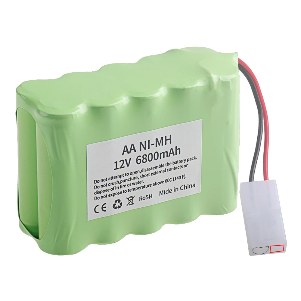 1Pcs 12V 6800mAh NiMH Battery Tamiya/ JST/ SM Plug For Rc toy Car Tank Train Robot Boat Truck Ni-MH AA 12V Rechargeable Battery