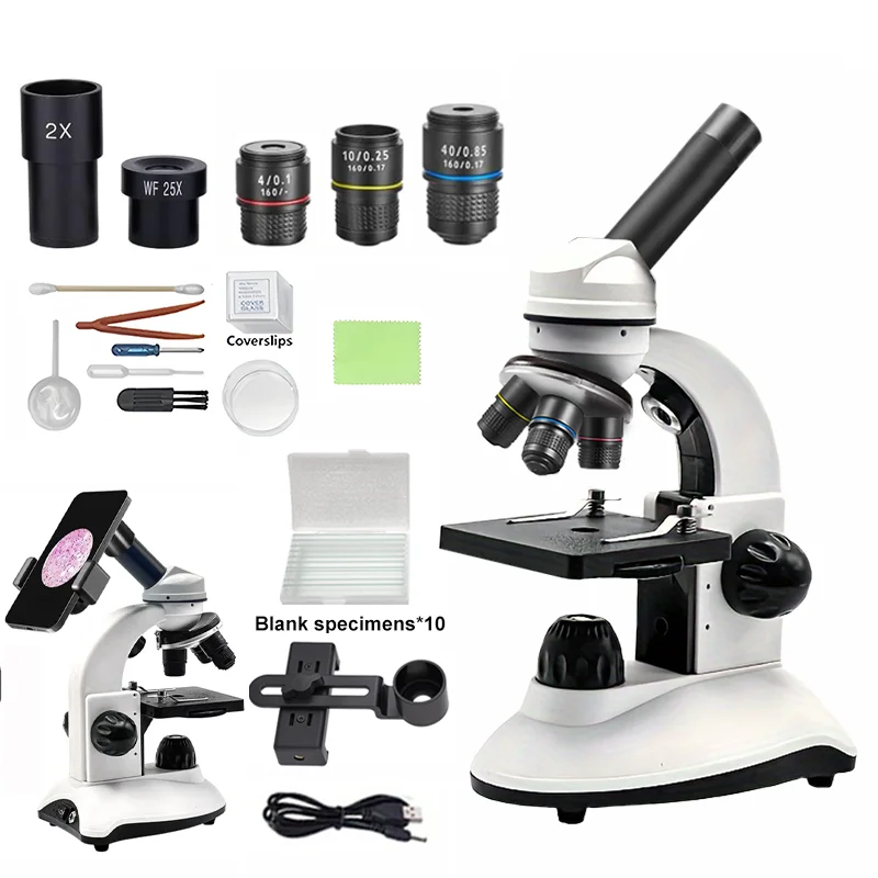 Portable Microscope for Adults Kids Students,2000X Microscopes, Dual LED, Biological Compound Monocular Microscope