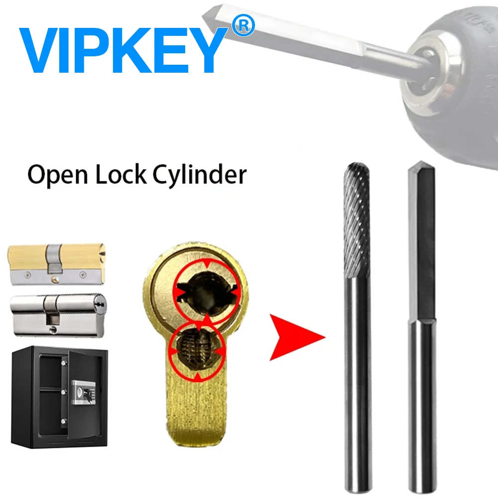 Professional Tool Locksmith Drill Bit Burr Die Grinder Lock Opener for Milling Hard Euro Cylinders and Safes Deadbolt Safety Box