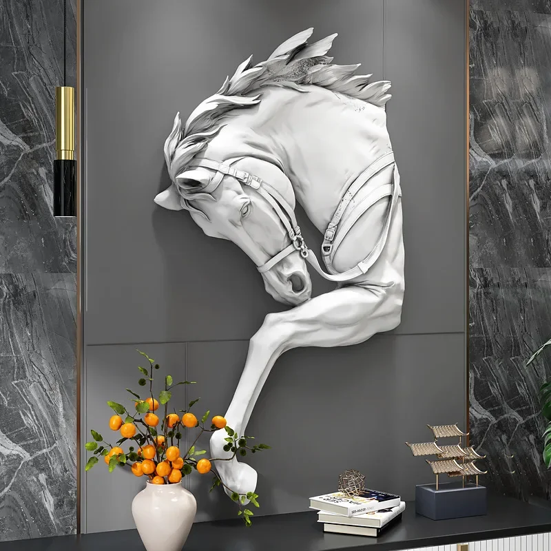 Nordic Style Horse Head Sculpture Home Creative Luxury Indoor Art Wall Sculpture Model Retro Room Decors Aesthetic Holiday Gifts