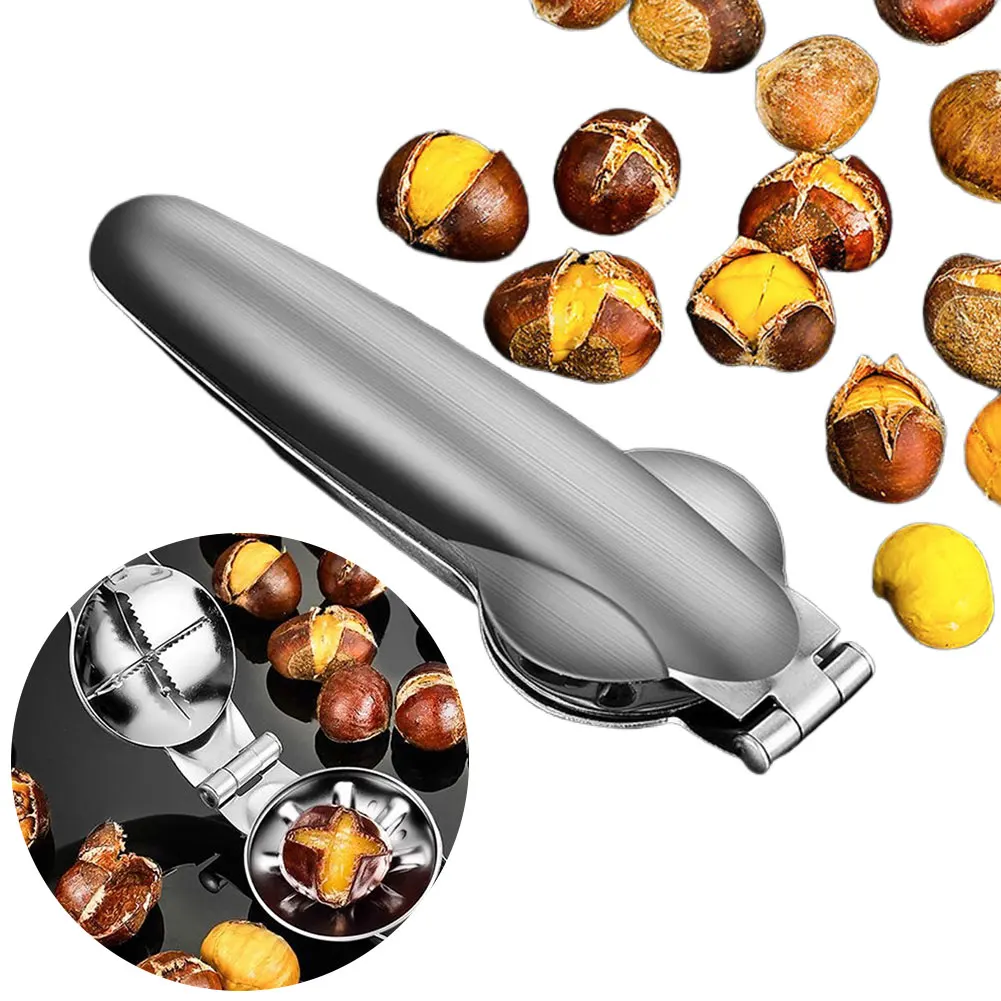 Stainless Steel Chestnut Tongs with Serrated Blades Chestnut Clip Chestnut Opener Kitchen Appliances for Walnuts Chestnuts