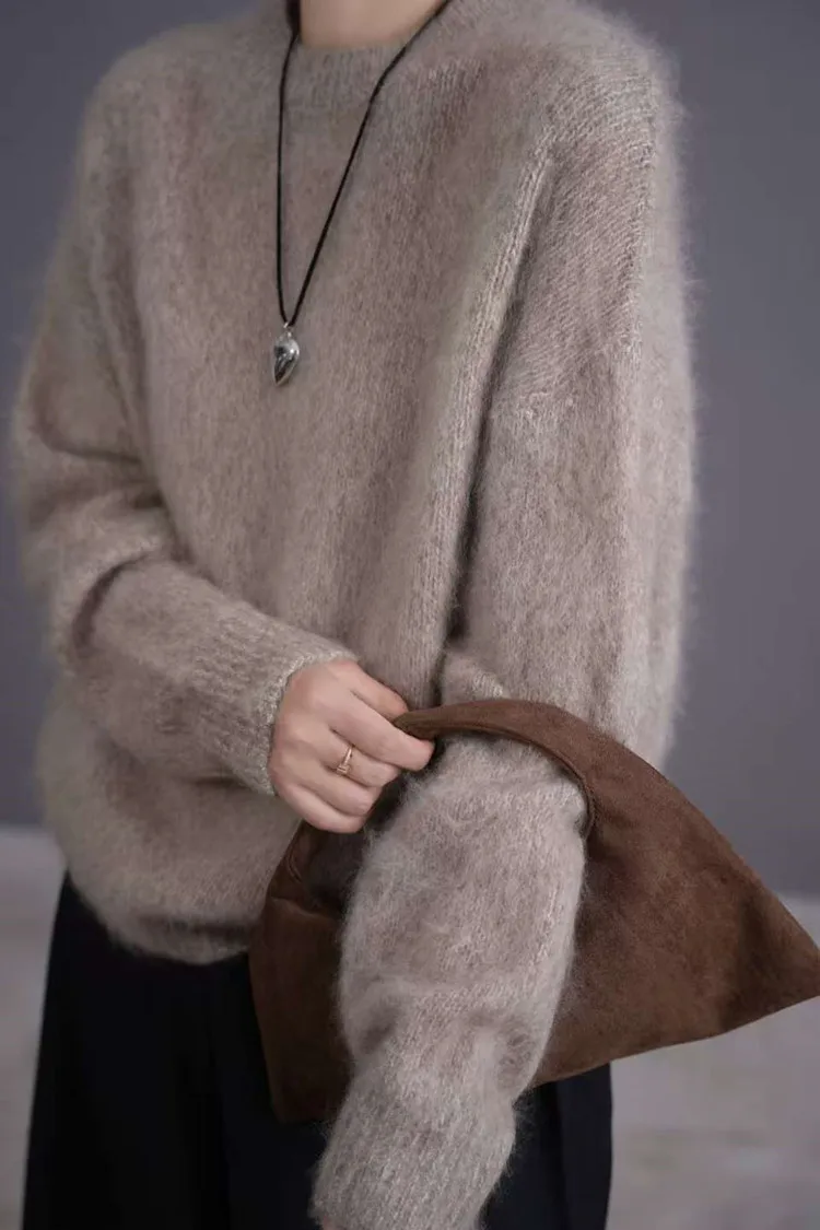 

Модный женский свитер, пуловер, осенне-зимняя одежда с начесом, свитер из 100% мериносовой шерсти с круглым вырезом, универсальный газовый трикотаж с цветочным принтом