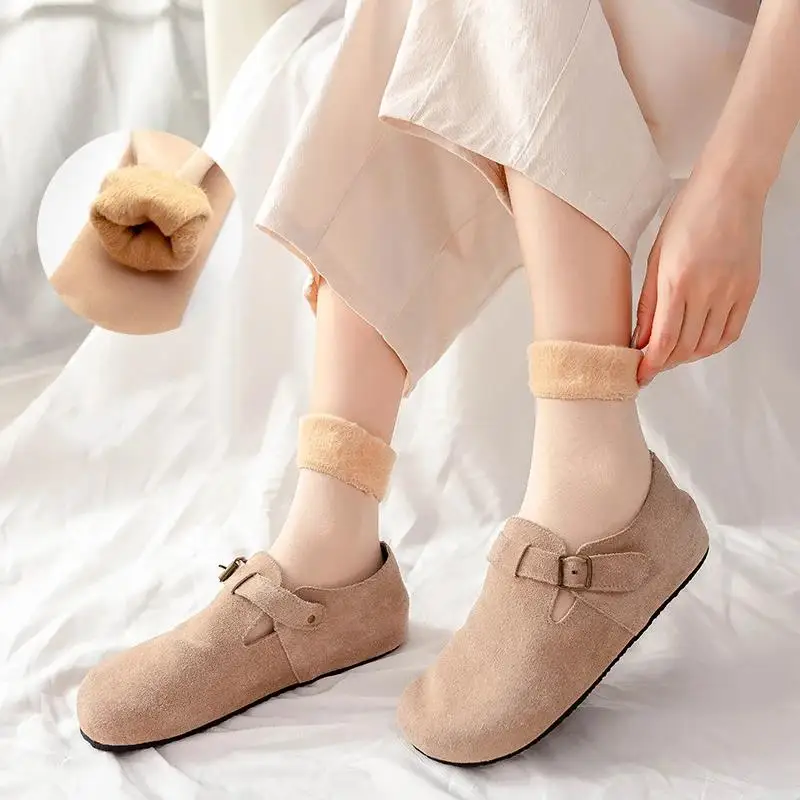 1/5/10 Pairs Men Women Winter Thicken Warm Short Socks Thermal Cashmere Wool Socks Nylon Snow Velvet Boots Home Floor