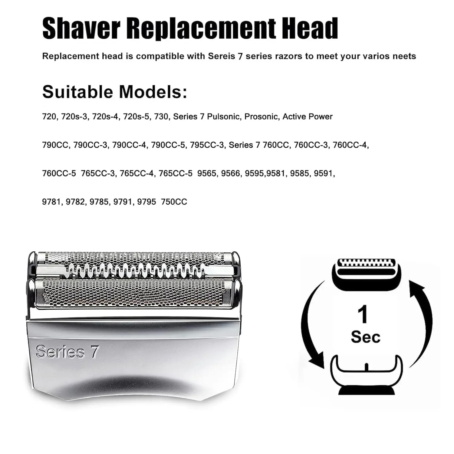 Braun Series 7 & 7 Pro Replacement Shaver Head with Precision Blades and Enhanced Cutting Performance - Image 4