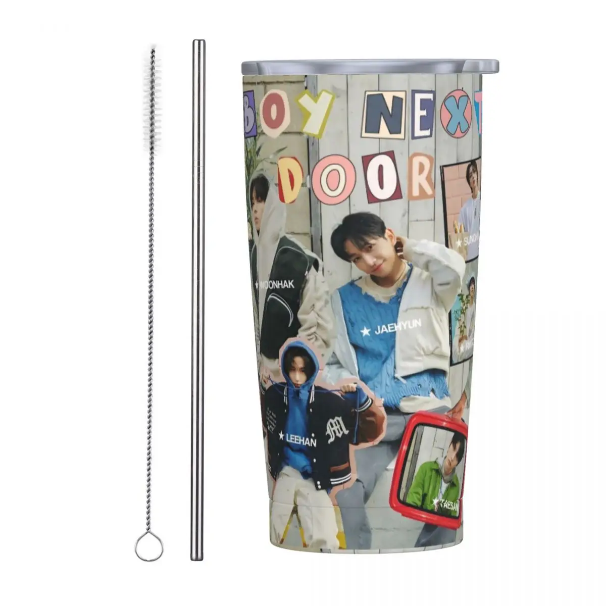 BOYNEXTDOOR Stainless Steel Tumbler Korean Music Group Coffee Mug With Straws and Lid Large Mugs Cup Hot Drinks Water Bottle