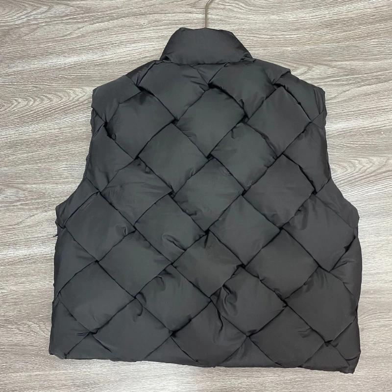 2024 Autumn Winter New Stand Korean Rhombus Grid Down Vest Slim Casual Thickened Sleeveless Jacket High Quality Elegant Women