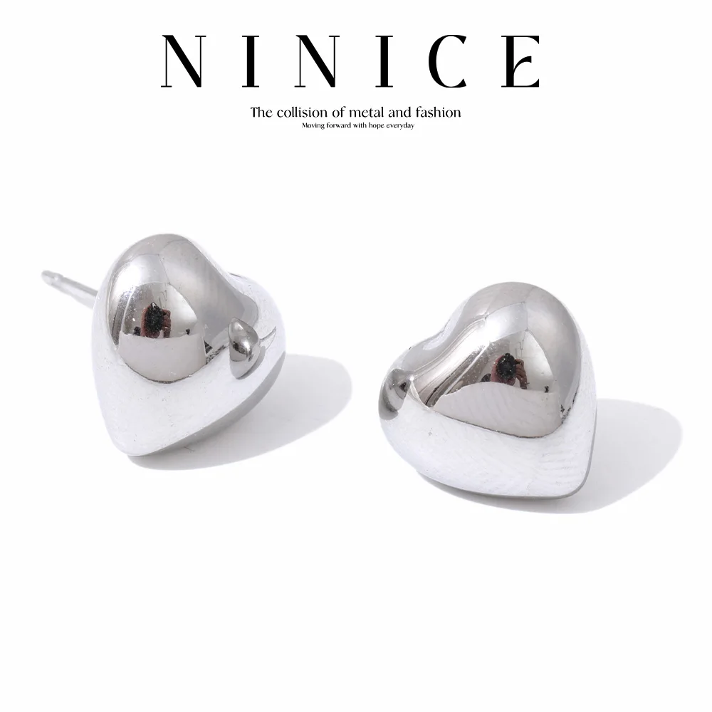 NiNice Stainless Steel Earrings Hollow Out Heart-shaped Fashion Design Trendy Retro Waterproof Jewelry Wholesale