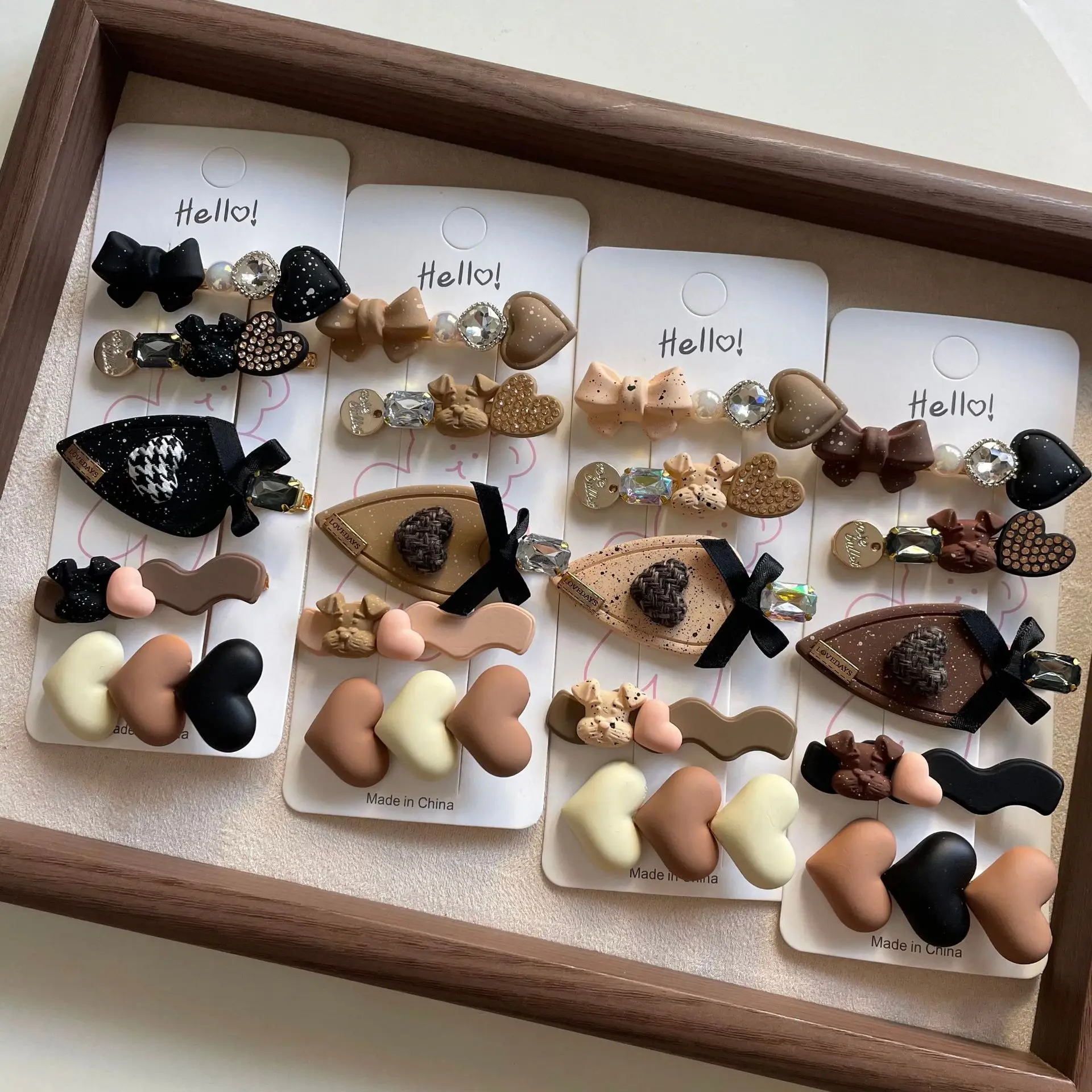 

Набор милых заколок для волос из 5 предметов — карамельный щенок, жемчужный бант и мини-заколки-бабочки для подростков, аксессуары для волос с милой тематикой животных