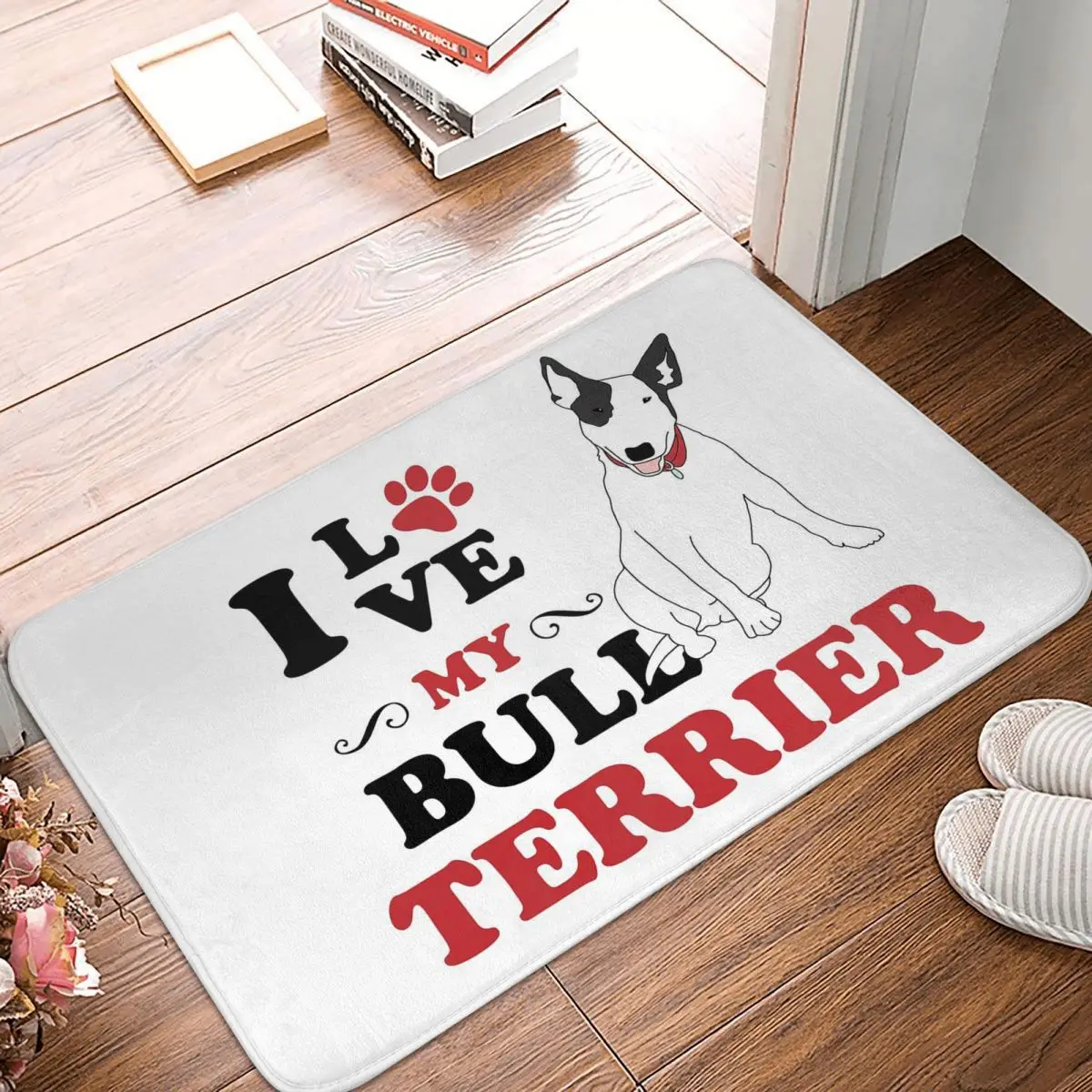 

I Love My Bull Terrier Dog Anti-slip Doormat Floor Mat Absorbent Mat Carpet Rug for Kitchen Entrance Home Balcony Footpad Mats