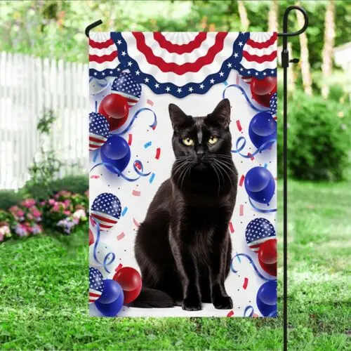 Black Cat 4th Of July Independence Day Garden Flag, Double-Sided VVL YYX EEZ