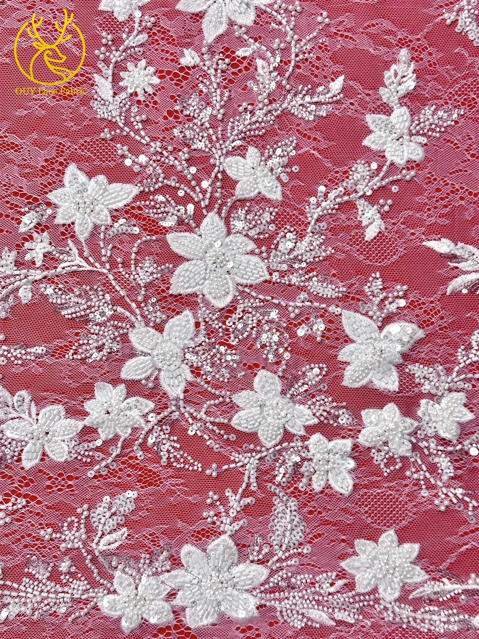 2026 Eleganter afrikanischer Perlen-Bräutigam-bestickter Spitzenstoff, 5 Yards, nigerianischer französischer Pailletten-Spitzenstoff zum Nähen von Hochzeitskleidern – Detail 12
