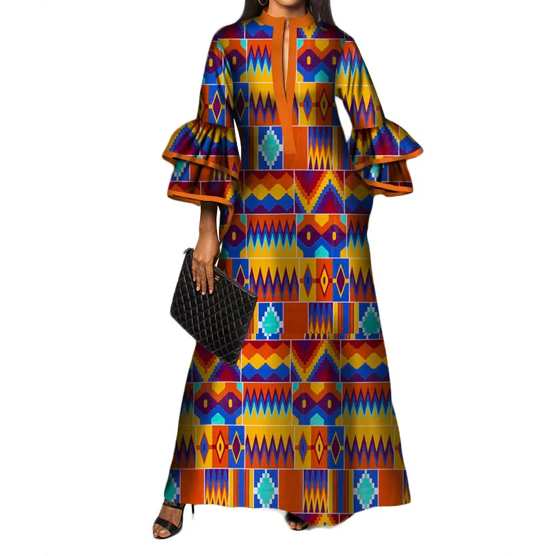 

Elegant Women's Printed Vestidos Dashiki Ankara African Dresses for Women Female Formal Wear Aesthetic Evening Party Dresses