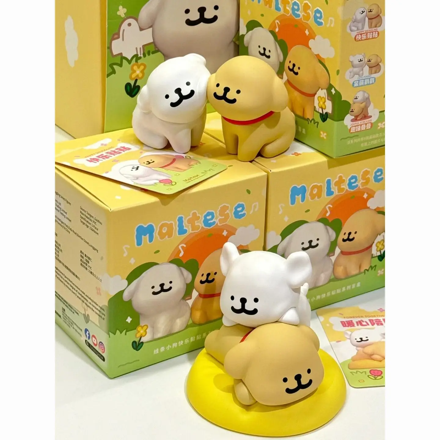 Funismo línea perro pegatina feliz caja ciega lindo perro marea juego mano hacer muñeca mesa pequeña decoración regalo de cumpleaños femenino