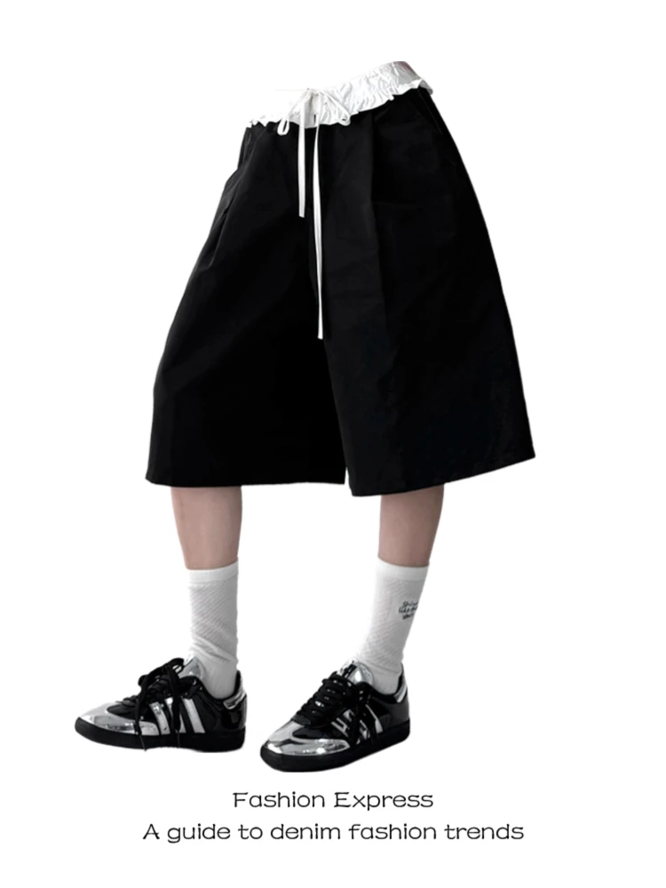 

Летние модные женские брюки 2025 года с высокой талией, широкими штанинами, в стиле колор-блок, с эффектом тай-дай, повседневные, для работы, прямые брюки-трубы