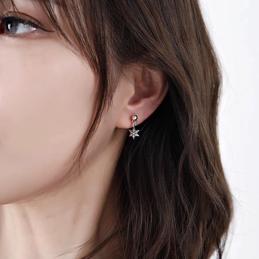 S925 sterling silver stone hexagram earrings menhip hip hop thai silver retrostylish earrings for women