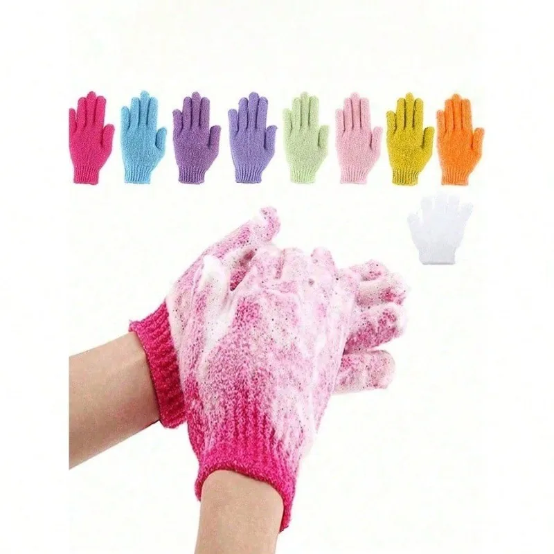 قفازات فرشاة حمام التقشير من النايلون، قفازات تقشير مزدوجة الجوانب للتجميل والمنتجعات الصحية والتدليك والجلد