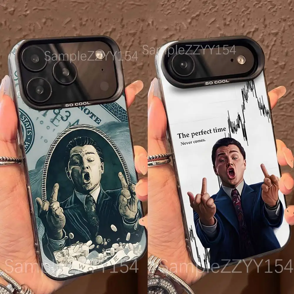 حافظة هاتف W-Wolf Of Wall Street لهاتف iPhone 17,16,15,14,13,12,X,8,Pro,Max,Plus,E,SE4,Air,Mini Black IMD Matte