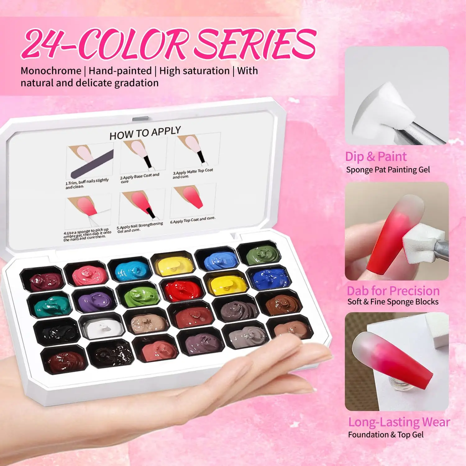 

4 in 1 24Colors Pat Painting Gel For Gradient Stamping Drawing Pattern UV/LED Gradient Patting Gel Palette All for Manicure