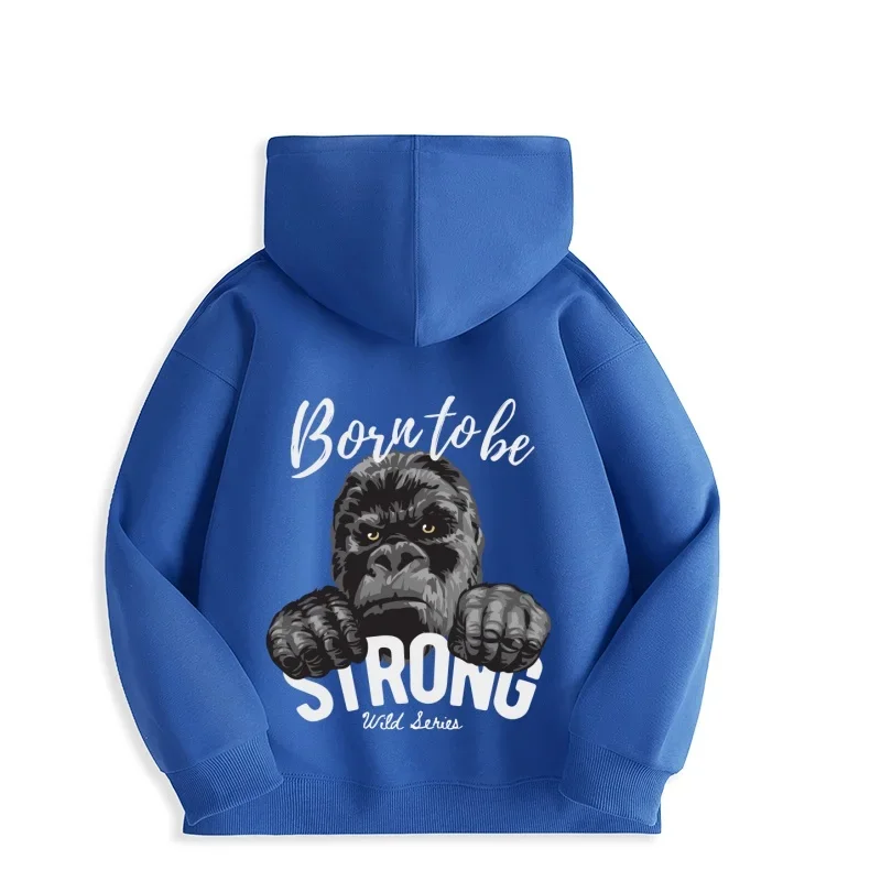 Hoodie Born to Be Strong Gorilla Graphic Streetwear Hoodie olahraga seri liar Hoodie kain nyaman Y2K kasual gaya perkotaan