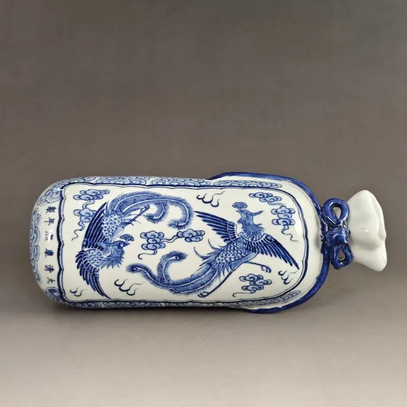 Chinese Blue and White Porcelain Hand Pillow Qing Kangxi Phoenix Pattern 13.0
